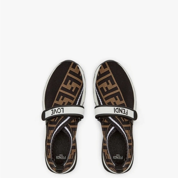 Fendi  sneakers black, white,brown. Size 8 1/2. In great condition. Authentic. - Picture 1 of 6